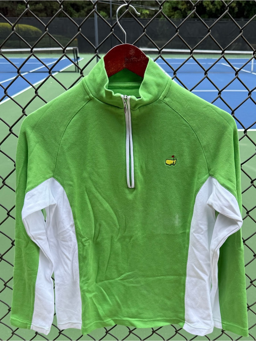 Like new Masters Green and White Quarter-Zip Pullover Golf Sweater